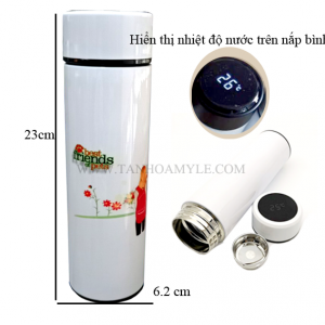 BÌNH NHIỆT TRỤ TRẮNG CÓ NHIỆT KẾ  500ML